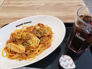 ミスドでパスタセット「グリルチキンのアラビアータ」